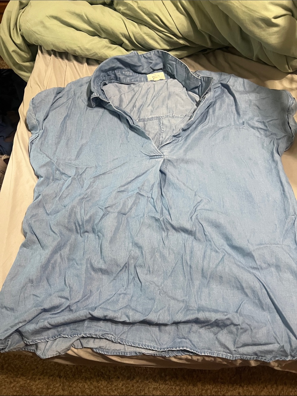 Blu Pepper Light Blue Chambray Button-Up Top